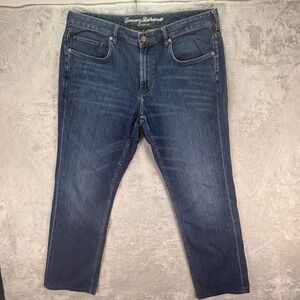 Tommy Bahama Men's Jeans Blue Dark Wash Stretch Denim Size 38x30‎ Coastal Hemmed